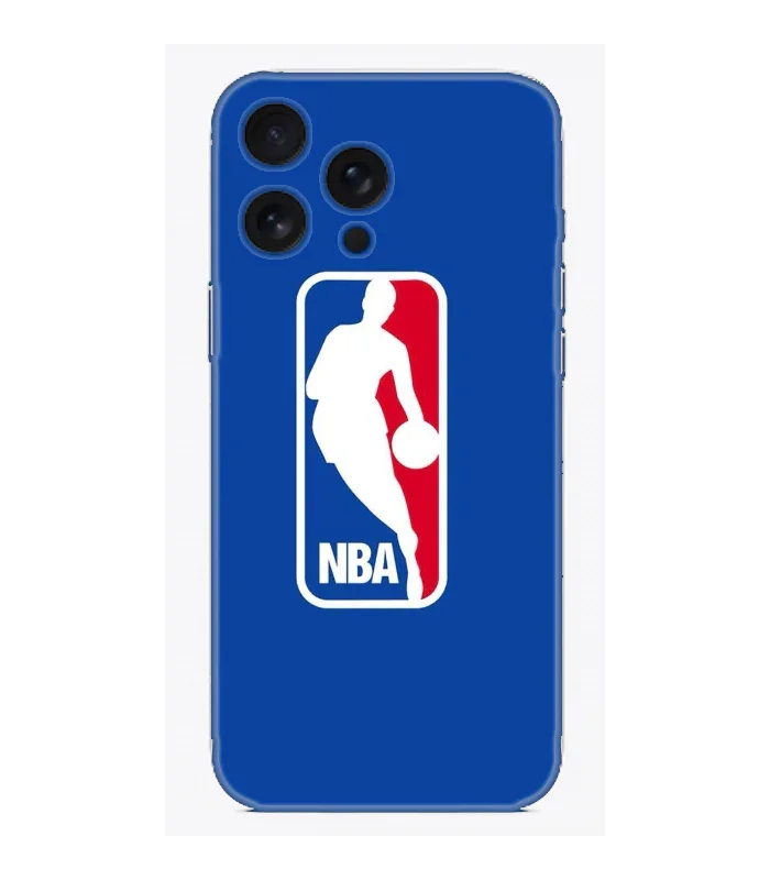 Mavi arka planlı, NBA logolu iPhone telefon kılıfı, dayanıklı ve şık tasarım.