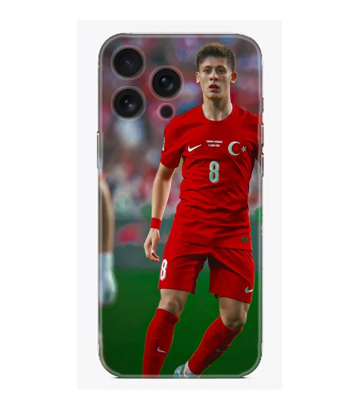 Türk milli futbolcu temalı, kırmızı forma desenli telefon kılıfı