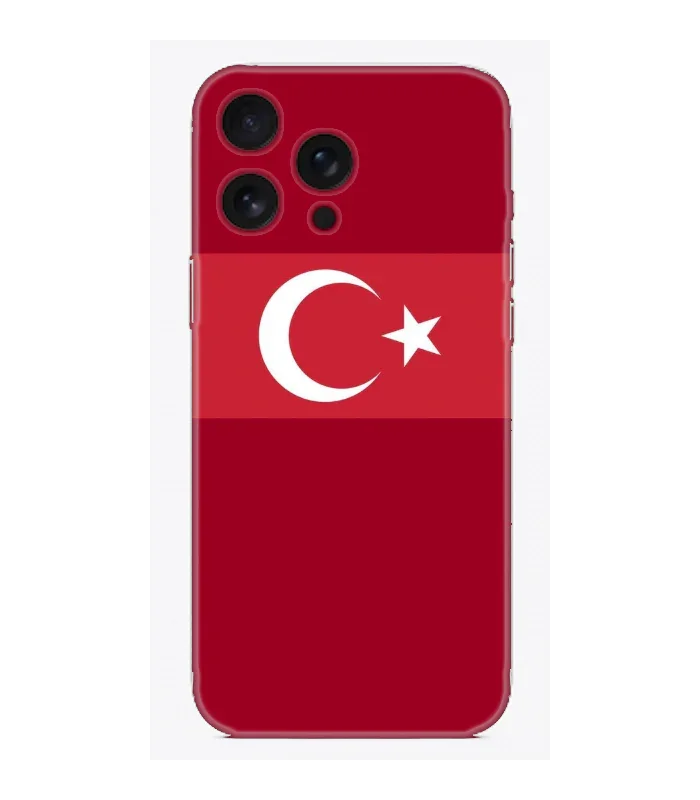 Türk bayraklı kırmızı iPhone telefon kılıfı, şık ve dayanıklı tasarım