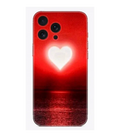 Kırmızı arka planda kalp desenli ve deniz manzaralı şık telefon kılıfı
