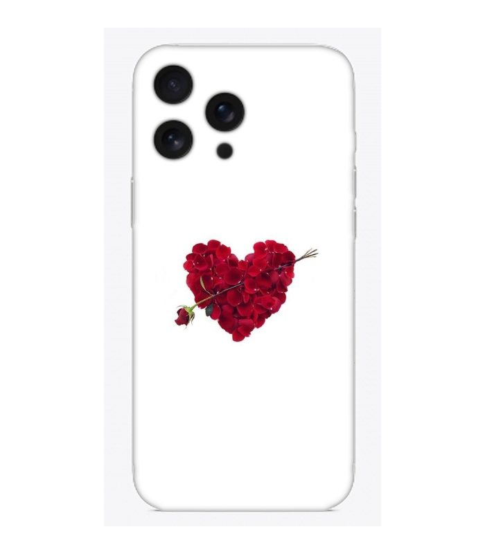 Gül Desenli Kalp Beyaz Telefon Kılıfı