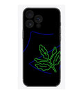 Siyah zeminli, yeşil yaprak desenli şık iPhone telefon kılıfı