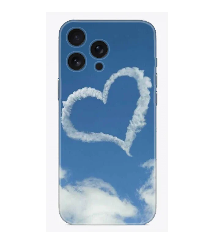 Gökyüzü ve kalp şekilli bulut desenli iPhone telefon kılıfı