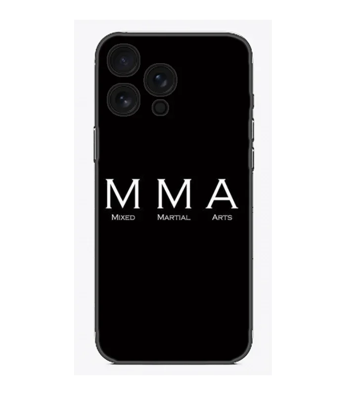 Siyah zeminli, beyaz 'MMA Mixed Martial Arts' yazılı iPhone telefon kılıfı