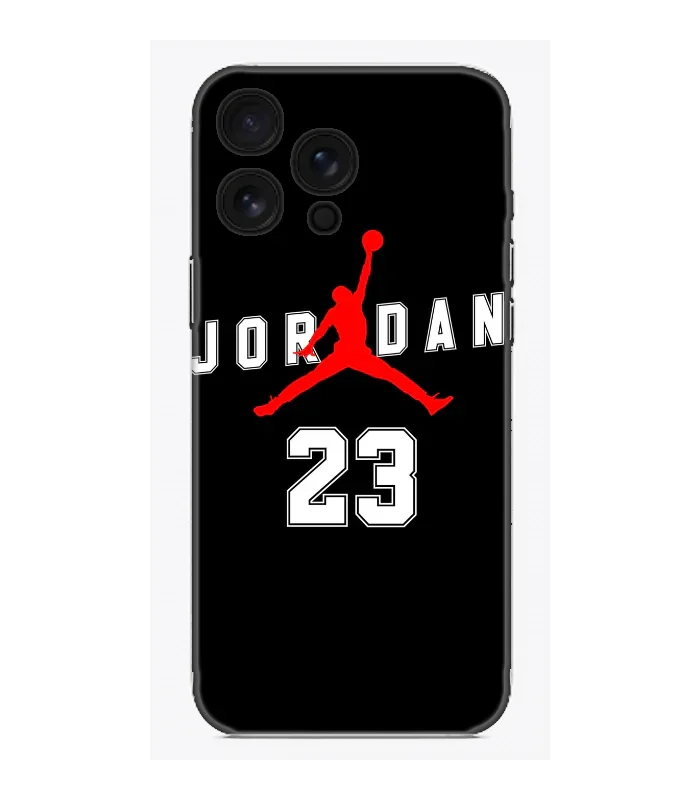 Siyah zeminli, kırmızı basketbolcu figürlü, 23 numara yazılı telefon kılıfı