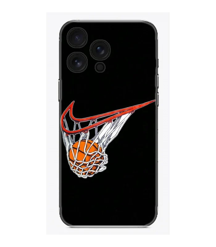 Basketbol potalı, siyah tasarımlı telefon kılıfı, iPhone uyumlu, sportif koruyucu aksesuar