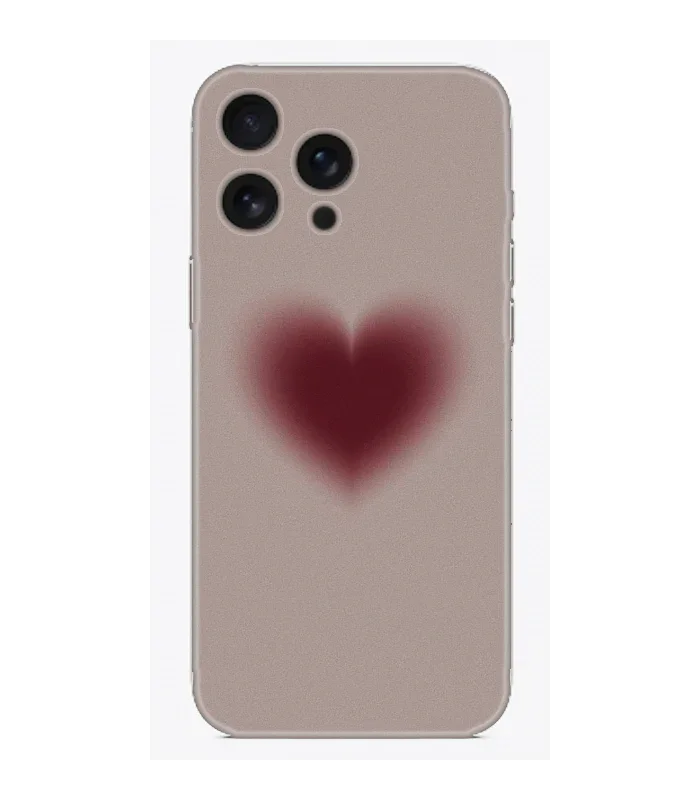 Kırmızı kalpli desenli, şeffaf iPhone telefon kılıfı önden görünüm