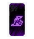 Mor siyah zeminli, neon basketbol temalı desenli iPhone telefon kılıfı