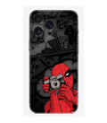 Çizgi roman desenli, fotoğraf makinesi tutan Spider-Man baskılı telefon kılıfı