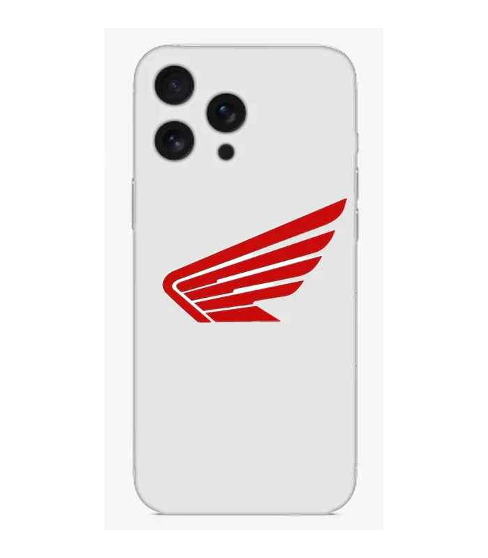 Kırmızı kanat logolu, beyaz arka kapaklı iPhone telefon kılıfı