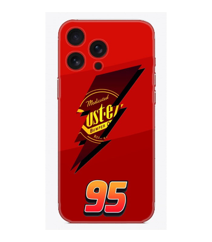Kırmızı, şimşek ve 95 numaralı desenli iPhone telefon kılıfı