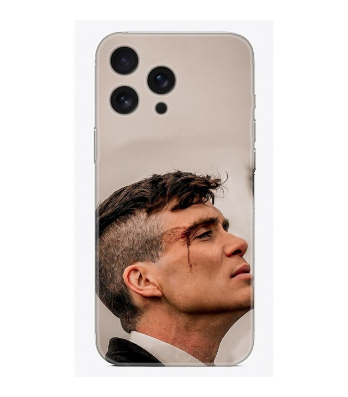 Yan profilden genç erkek figürü baskılı şeffaf telefon kılıfı, modern tasarım, iPhone kılıf