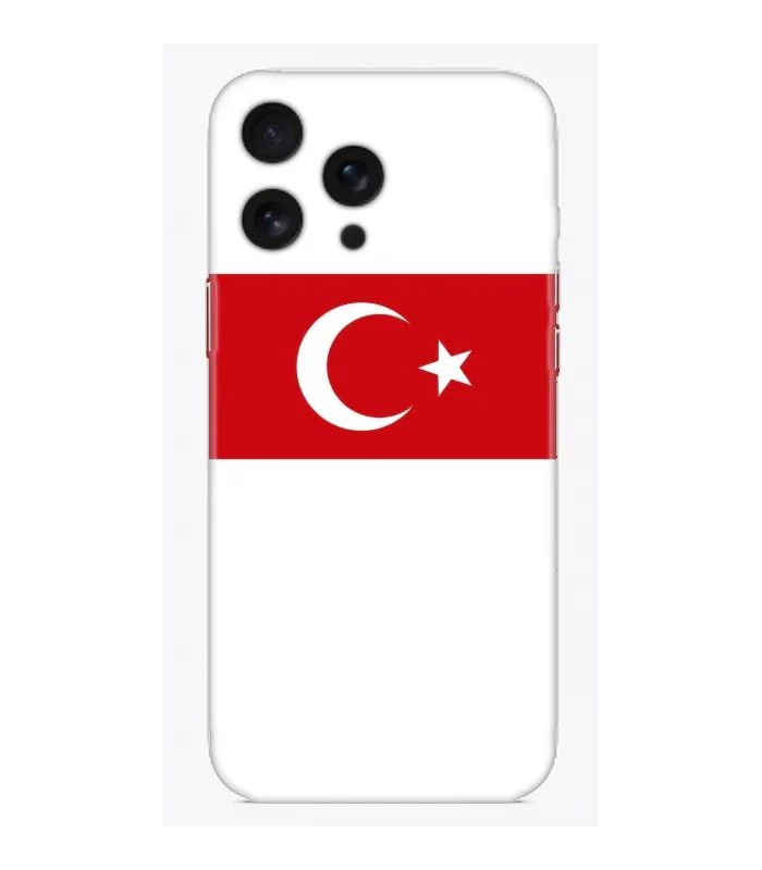 Türk bayraklı, kırmızı beyaz renkli iPhone telefon kılıfı tasarımı