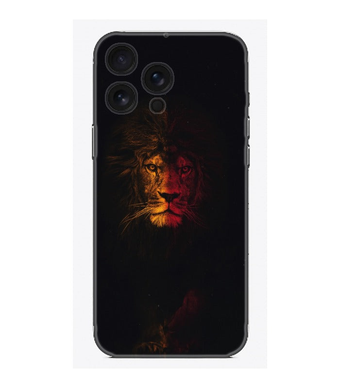 Aslan desenli siyah arka kapak telefon kılıfı, iPhone uyumlu şık ve dayanıklı tasarım