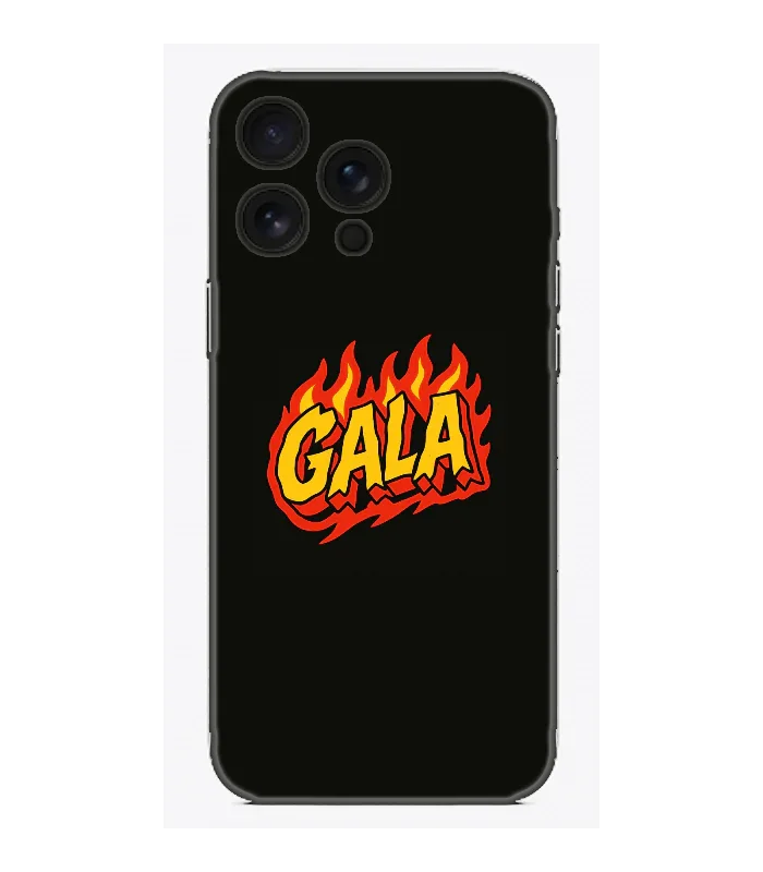 Ateşli GALA yazılı siyah iPhone telefon kılıfı, kişiye özel tasarım