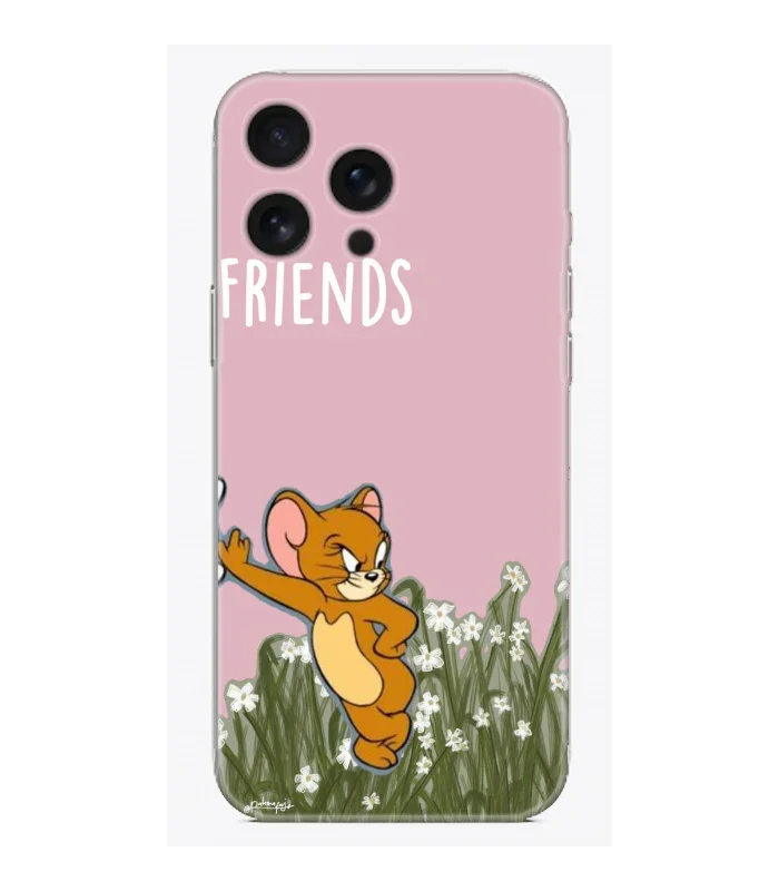 Pembe zeminli, çiçek desenli, çizgi film karakterli iPhone telefon kılıfı